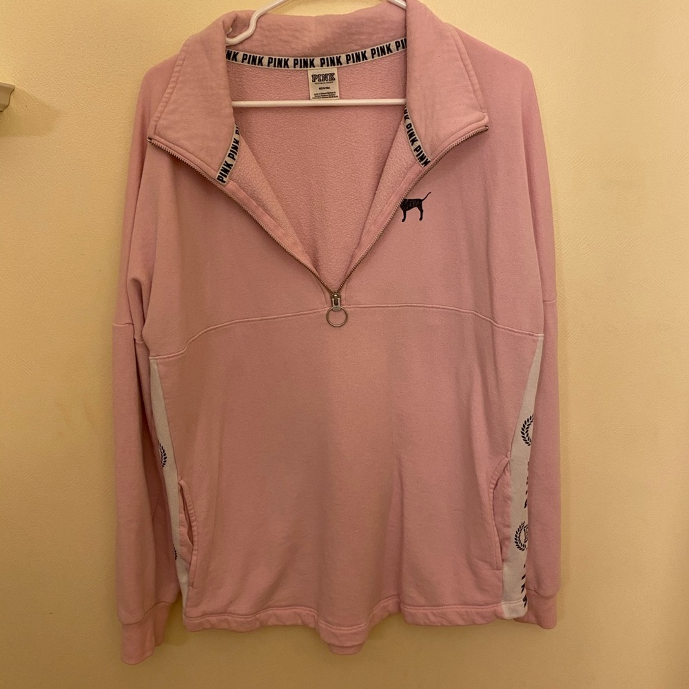 PINK oversized quart zip size medium